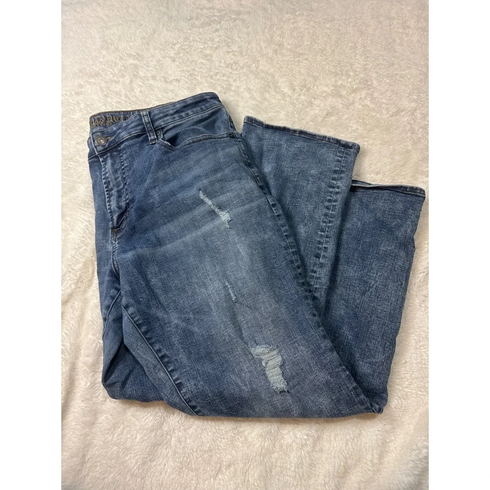 American Eagle Jeans‎ Mens 38x30 Blue Good Distressed Relaxed Straight Denim